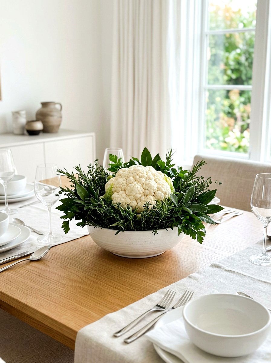 Cauliflower White Centerpiece - 30 vegetable centerpiece ideas