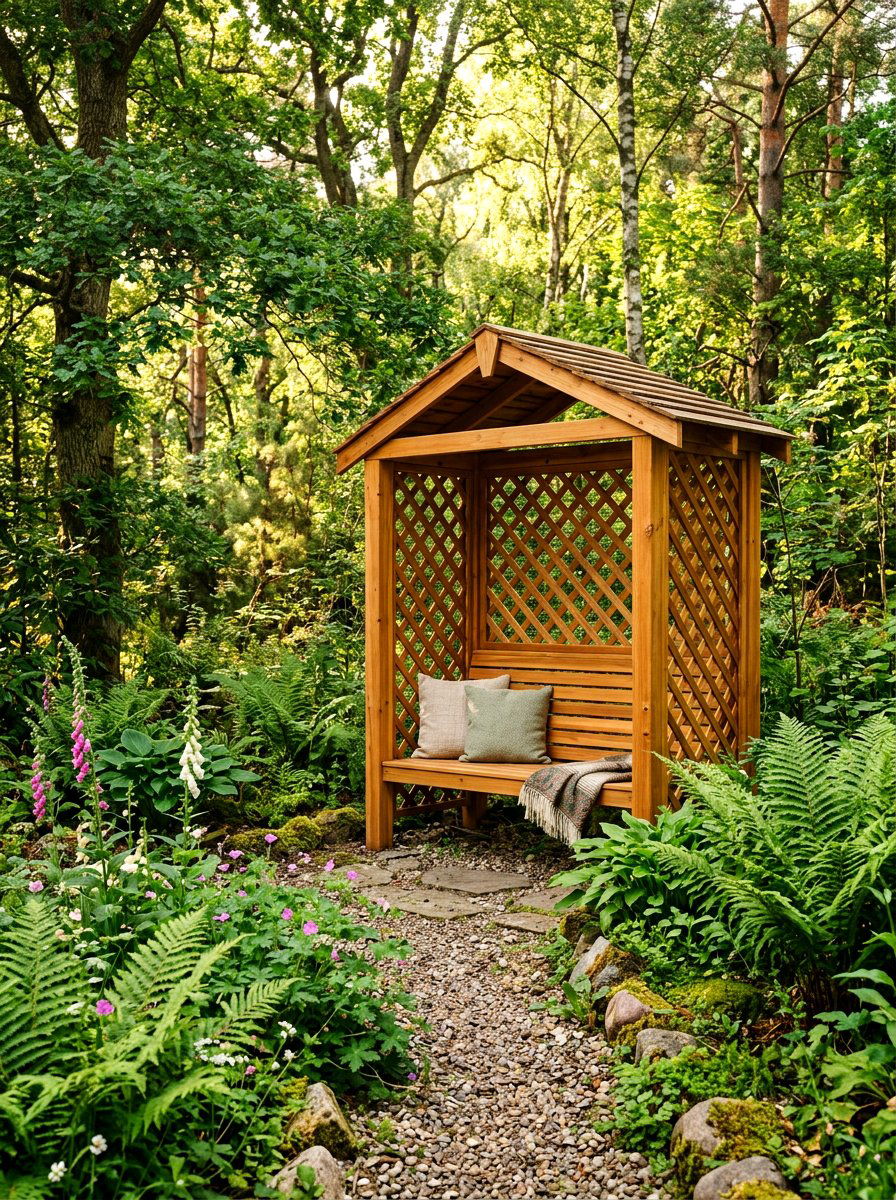 Cedar Arbor Seat - 30 arbor bench ideas