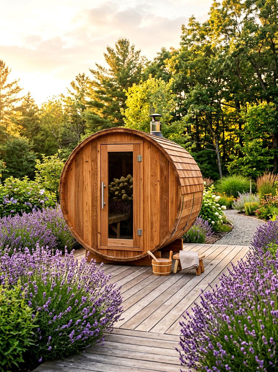 Cedar Barrel Sauna - 30 backyard sauna ideas