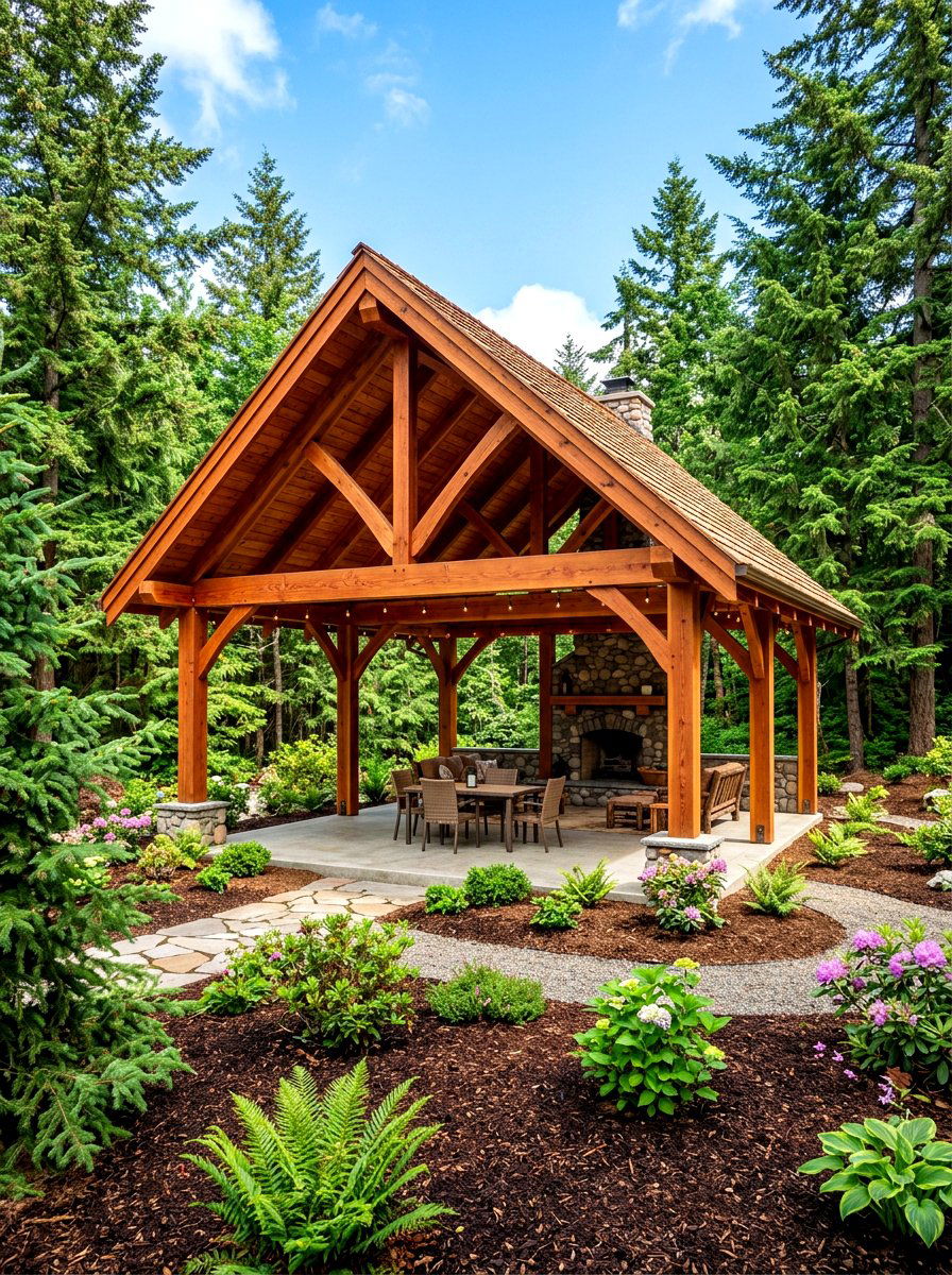 Cedar Beam Pavilion - 30 rustic pavilion ideas