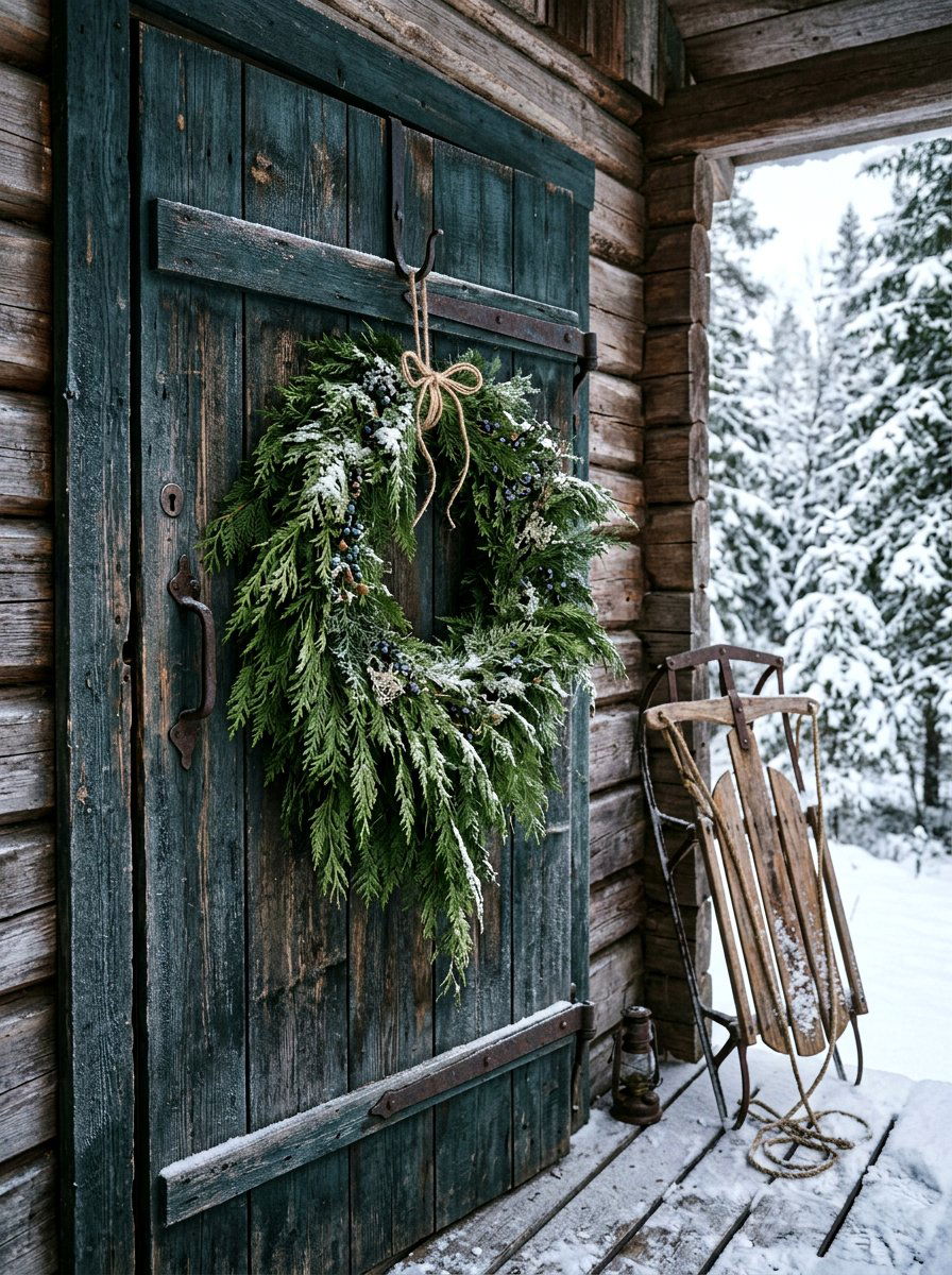 Cedar Branch Wreath - 30 winter wreath ideas