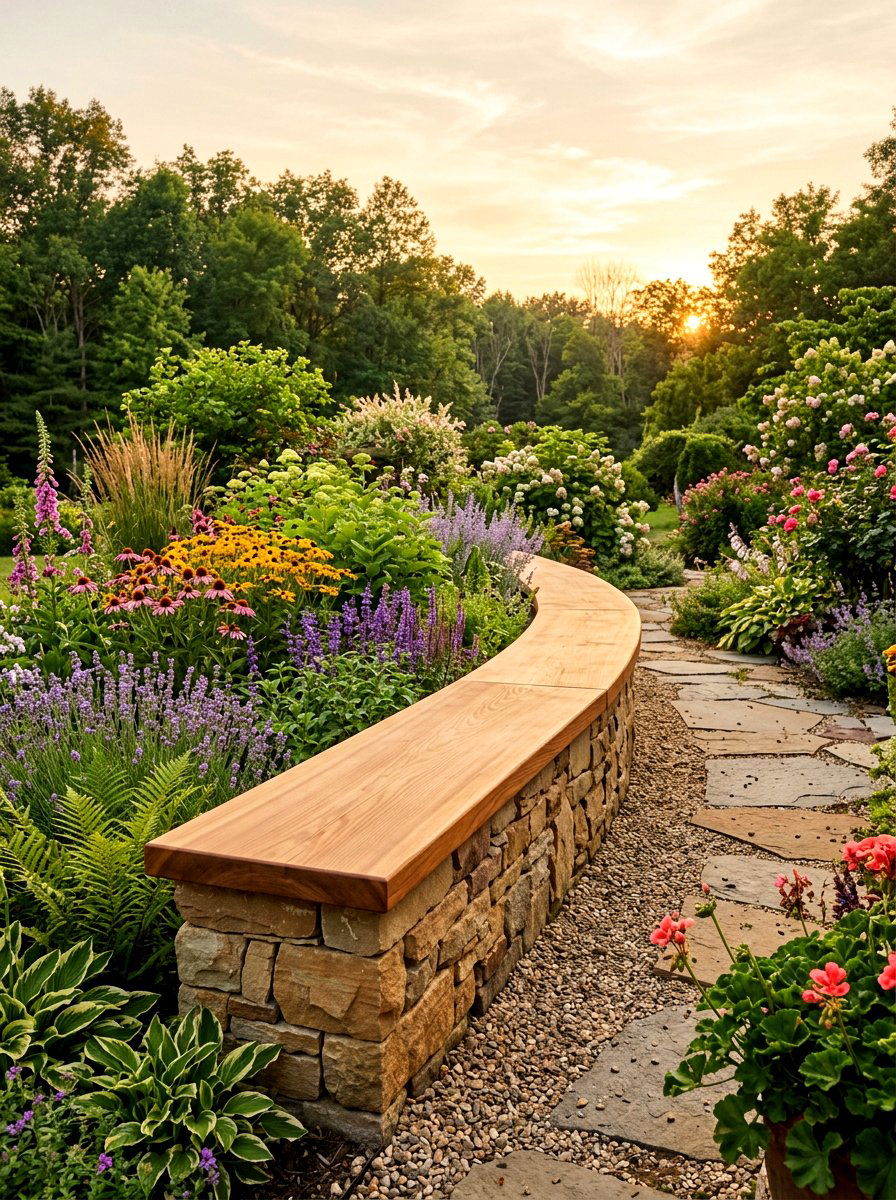 Cedar Capped Garden Seat Wall - 30 seat wall ideas