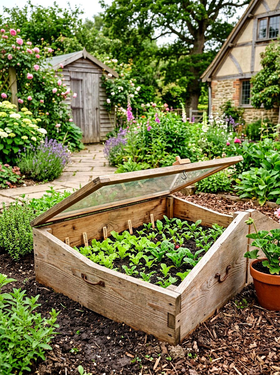 Cedar Cold Frame Box - 30 raised bed greenhouse ideas