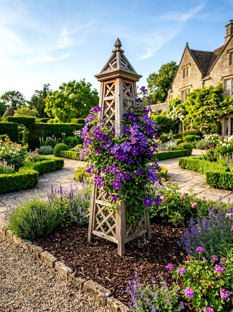 Cedar Garden Obelisk - 30 garden trellis ideas