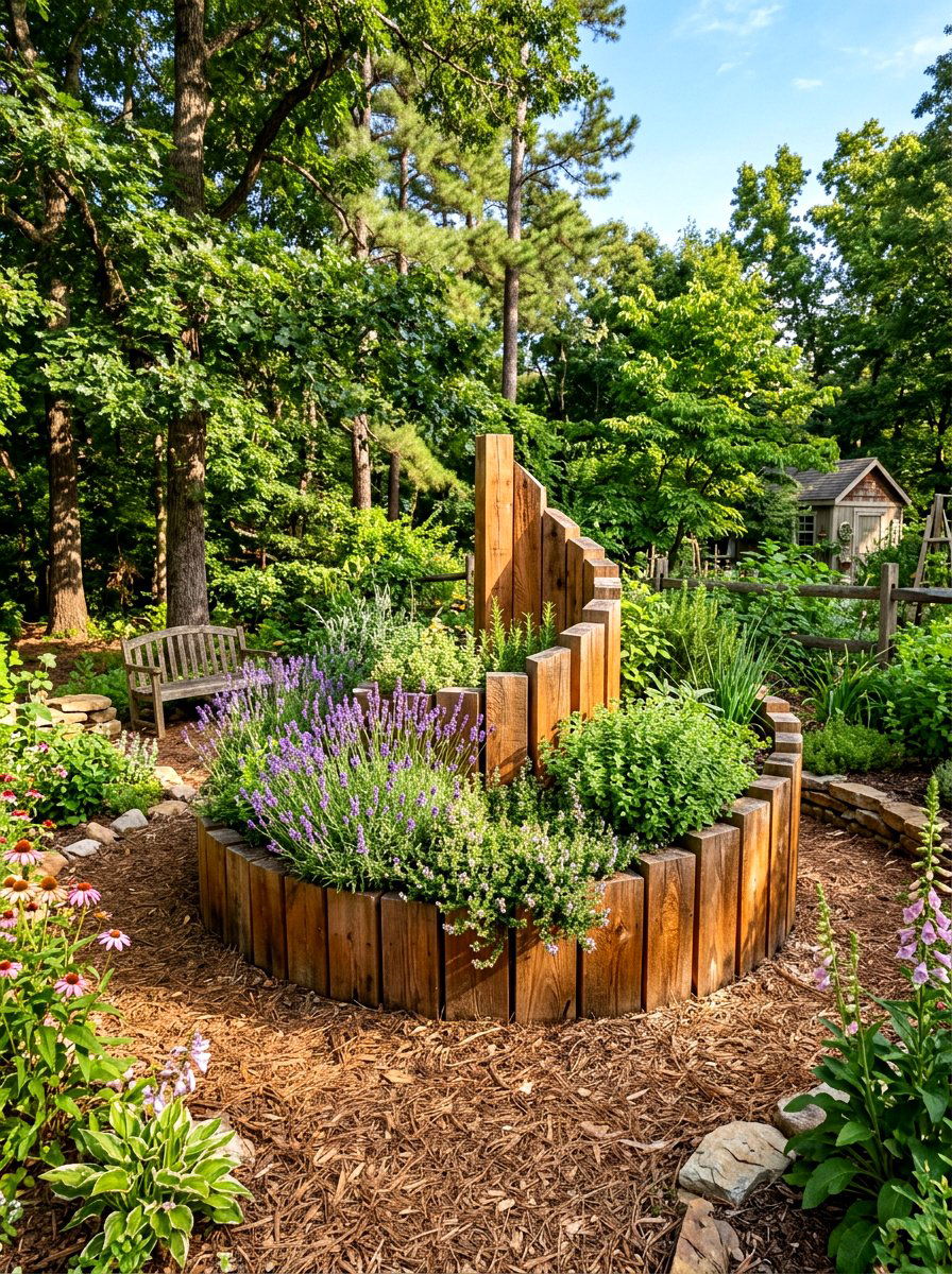 Cedar Herb Spiral - 30 backyard herb spiral ideas