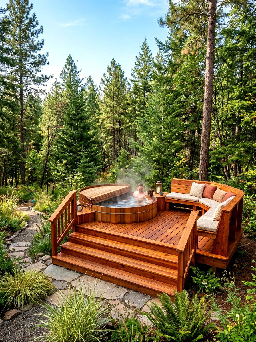 Cedar Hot Tub Deck - 30 hot tub patio ideas