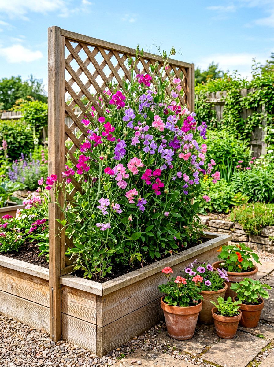 Cedar Lattice Garden Trellis - 30 raised bed trellis ideas