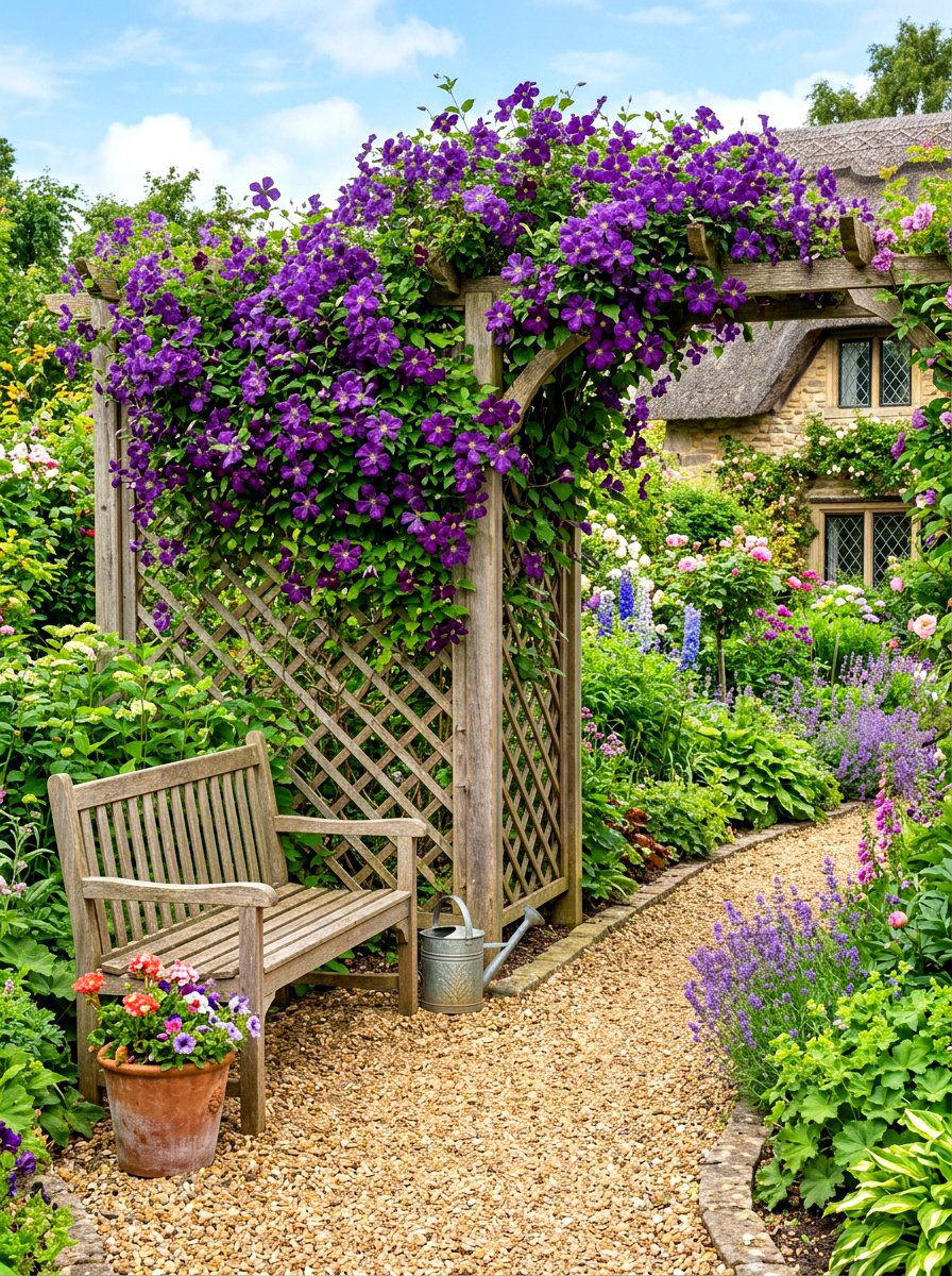 Cedar Lattice Trellis - 30 patio corner screen ideas