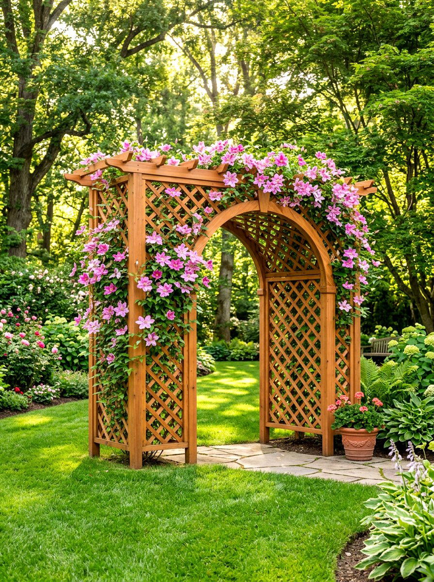 Cedar Lattice Trellis - 30 backyard fence ideas