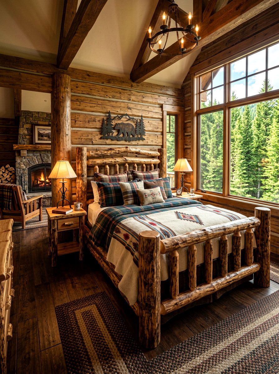 Cedar Log Bed - 30 western home decor ideas