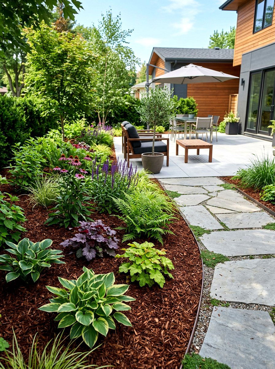 Cedar Mulch Garden Borders - 30 dog friendly patio ideas aesthetic