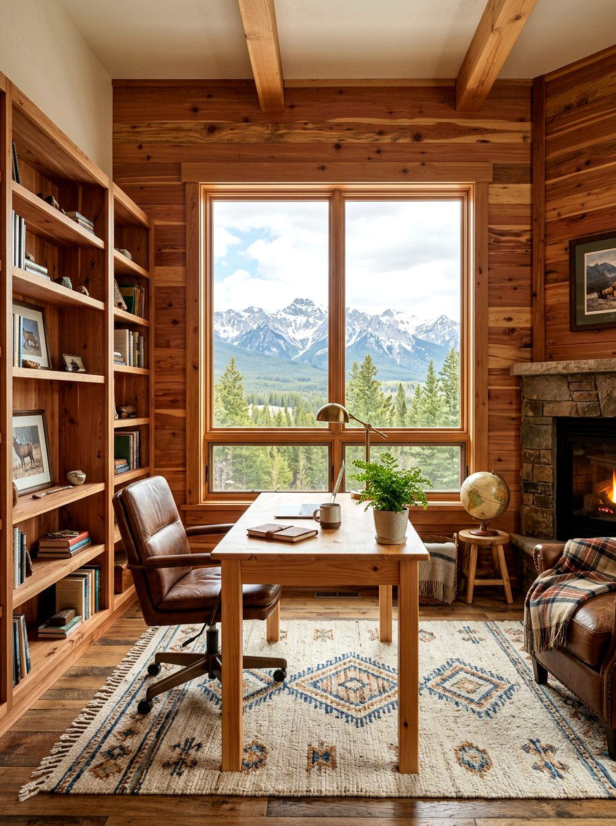 Cedar Paneled Office - 30 wood paneled office ideas