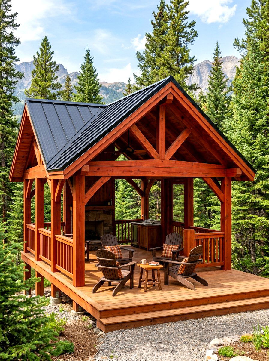 Cedar Pavilion With Metal Roof - 30 backyard pavilion ideas