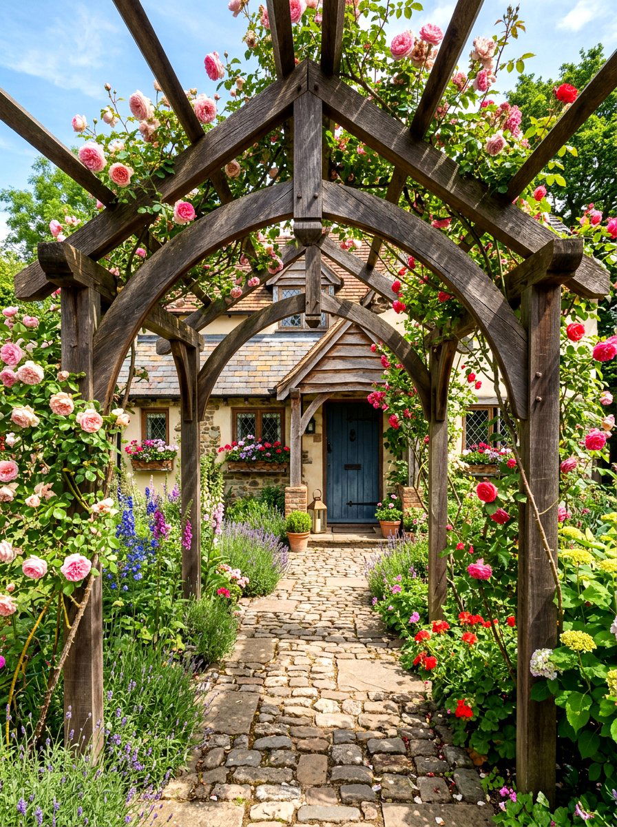 Cedar Pergola Entryway - 30 cedar pergola ideas