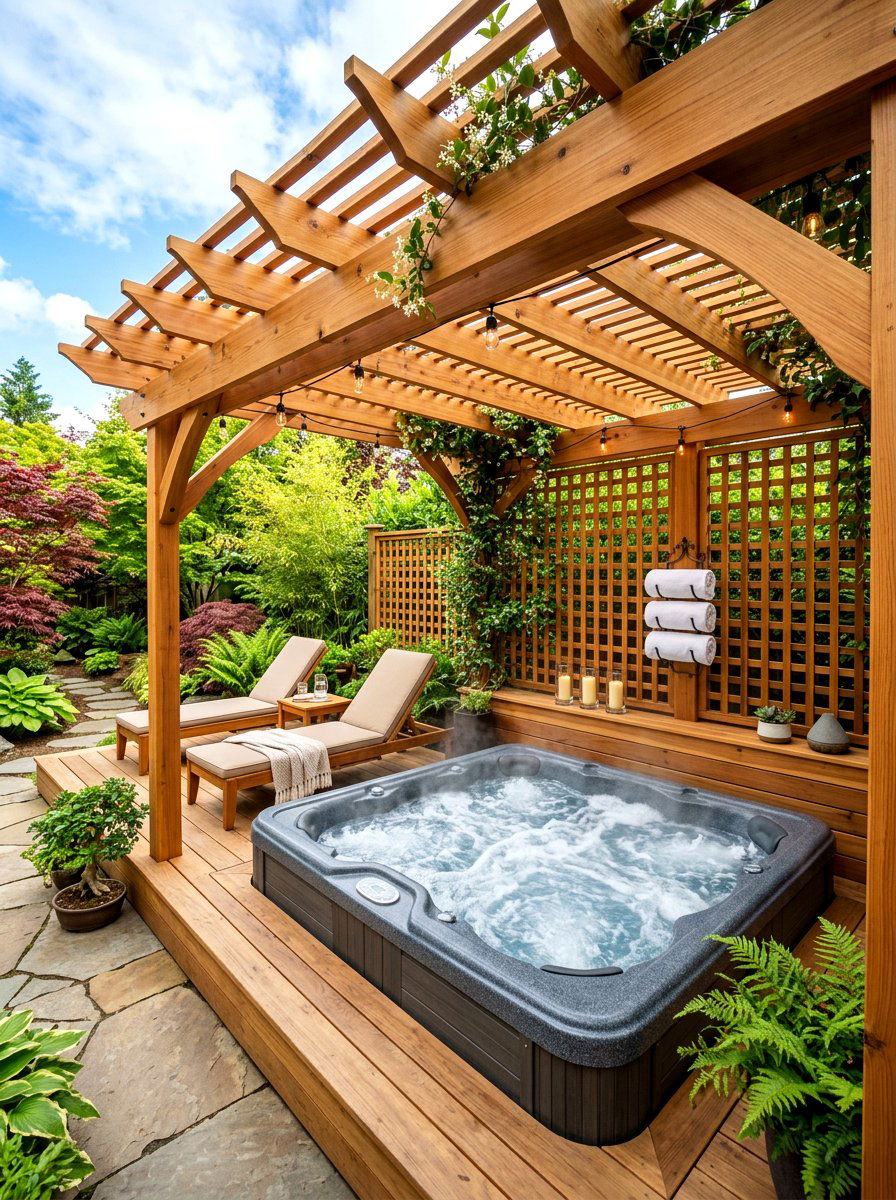 Cedar Pergola Over Hot Tub - 30 cedar pergola ideas