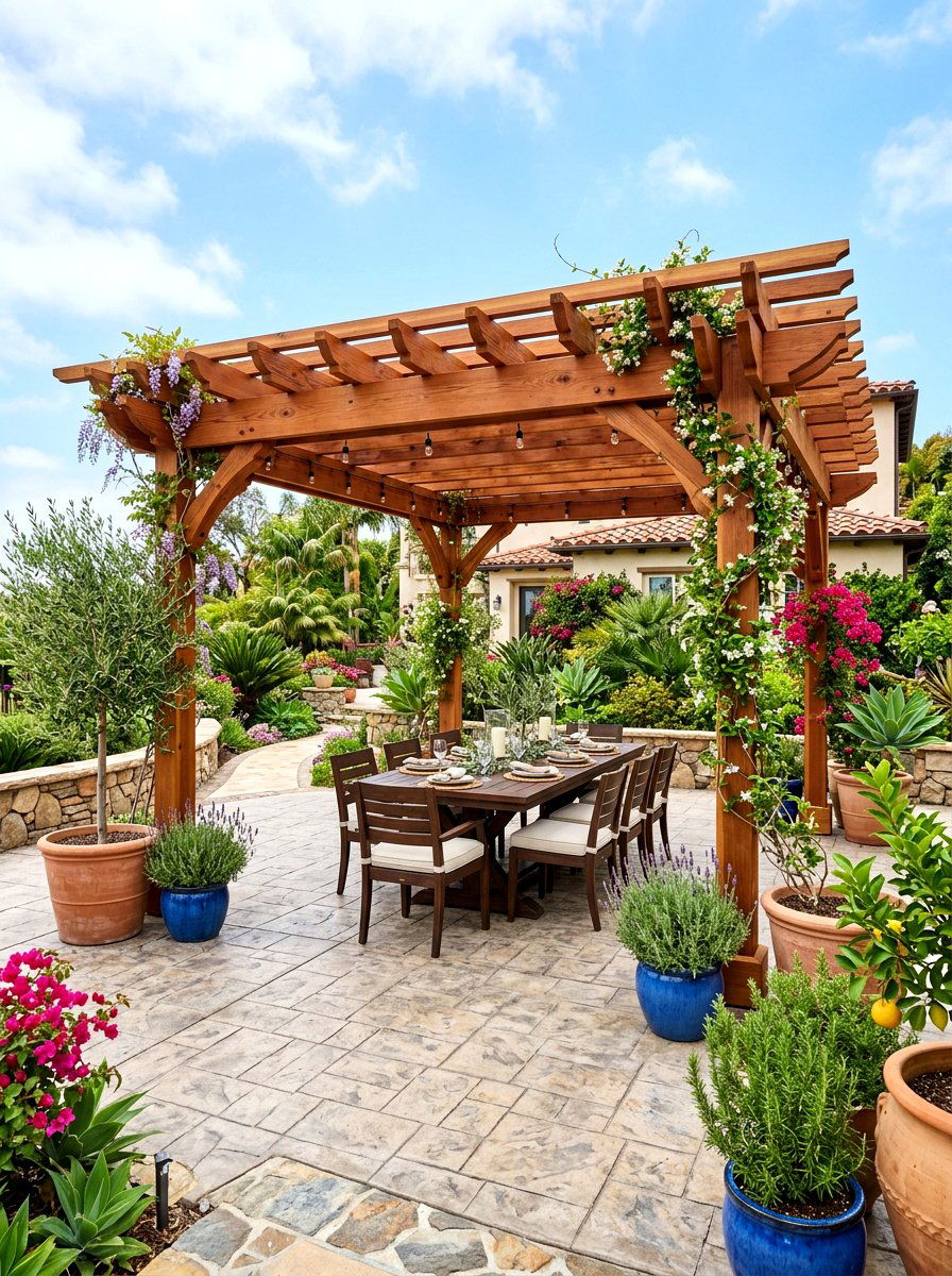 Cedar Pergola Over Patio - 30 cedar pergola ideas