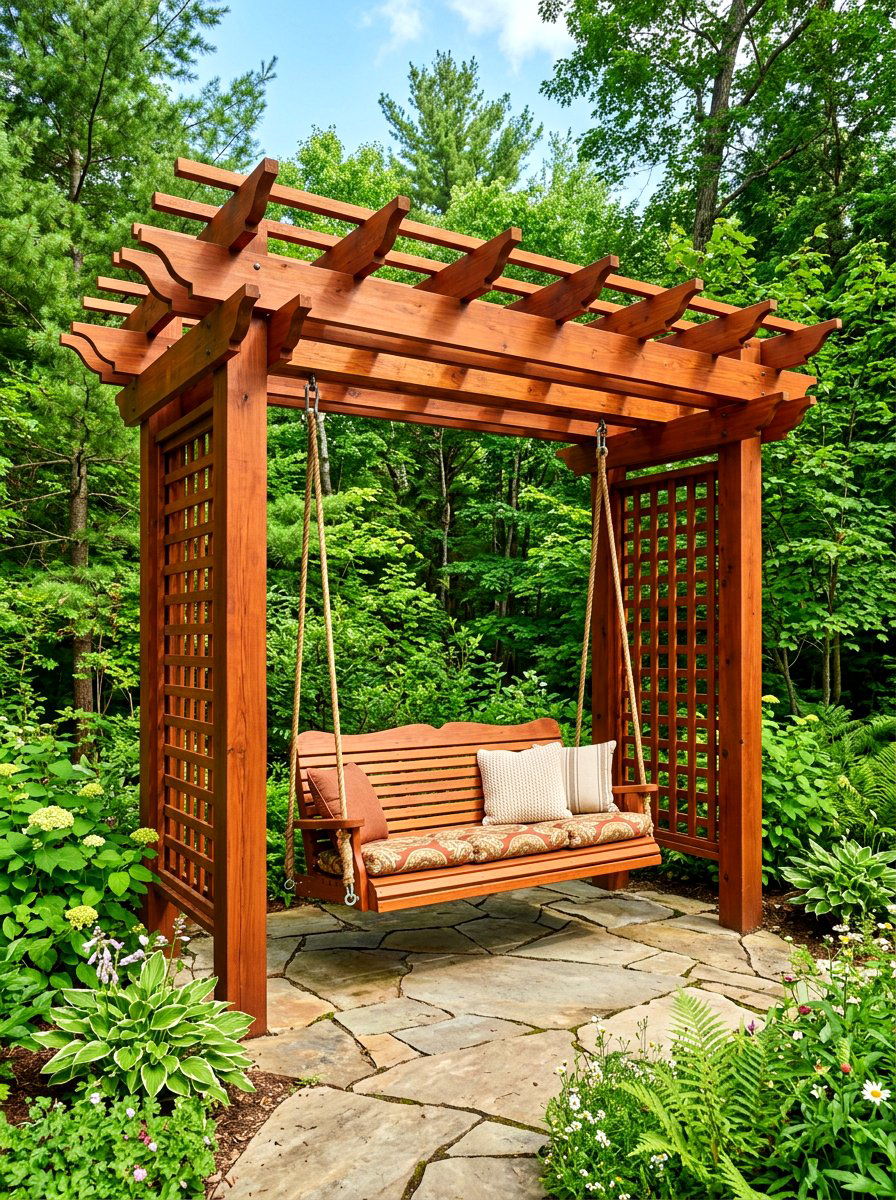 Cedar Pergola Swing - 30 pergola with swings ideas