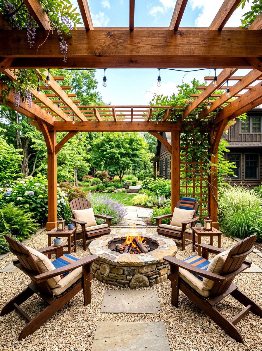 Cedar Pergola With Fire Pit - 30 cedar pergola ideas