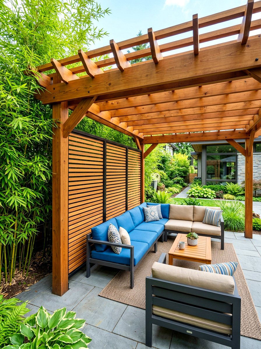 Cedar Pergola With Privacy Screen - 30 cedar pergola ideas