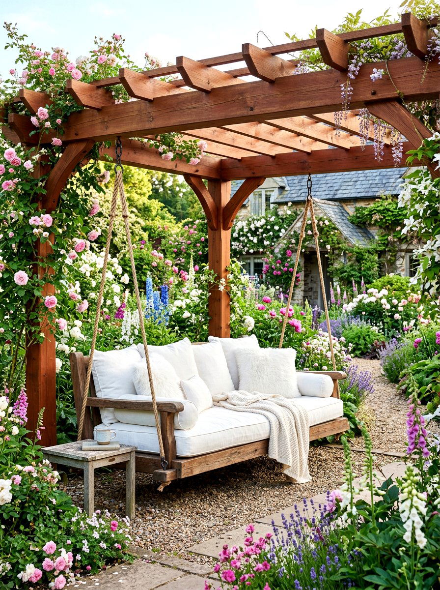 Cedar Pergola With Swing - 30 cedar pergola ideas