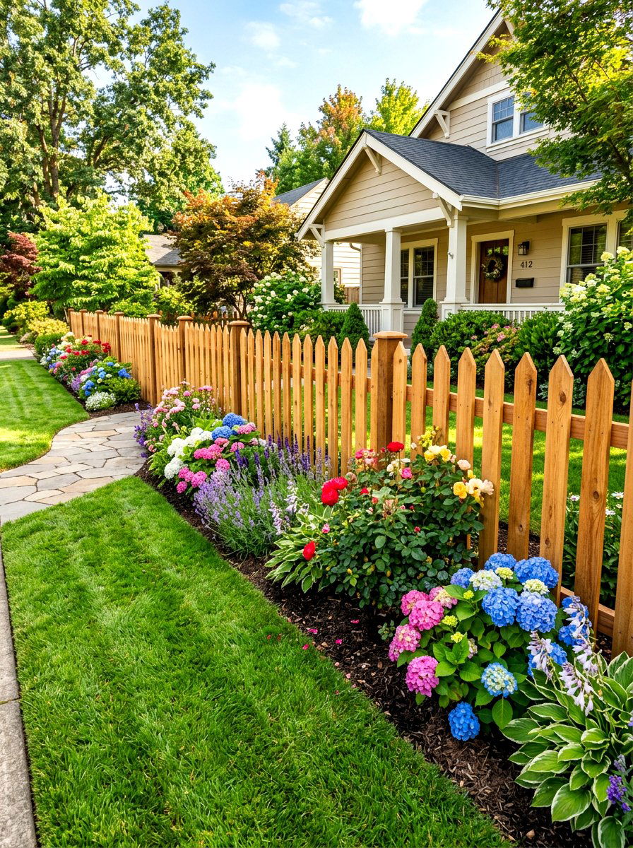 Cedar Picket Fence - 30 cheap fence ideas