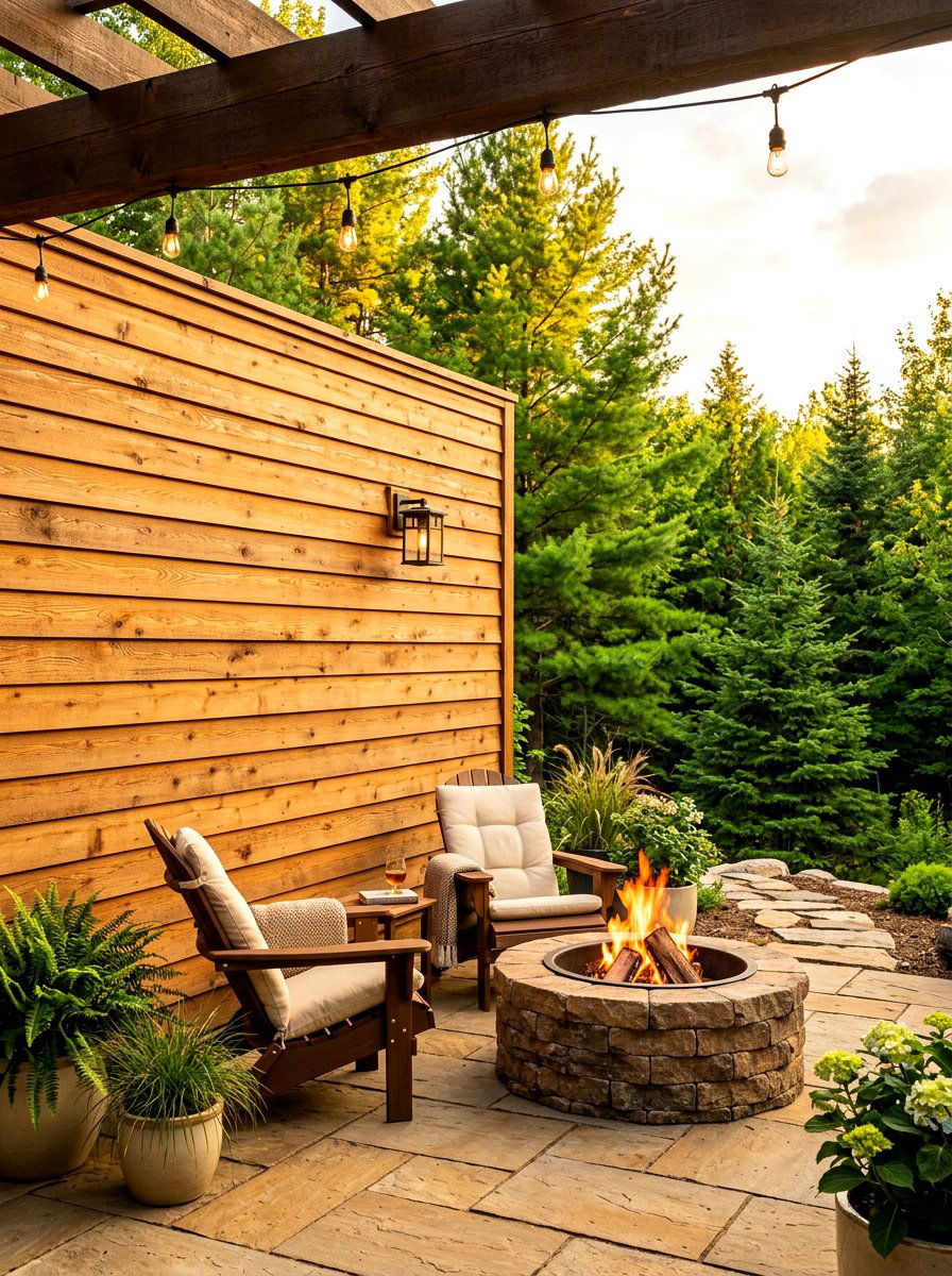 Cedar Plank - 30 patio accent wall ideas