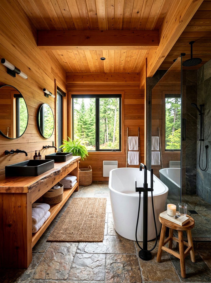 Cedar Plank Bathroom - 30 lodge decor ideas