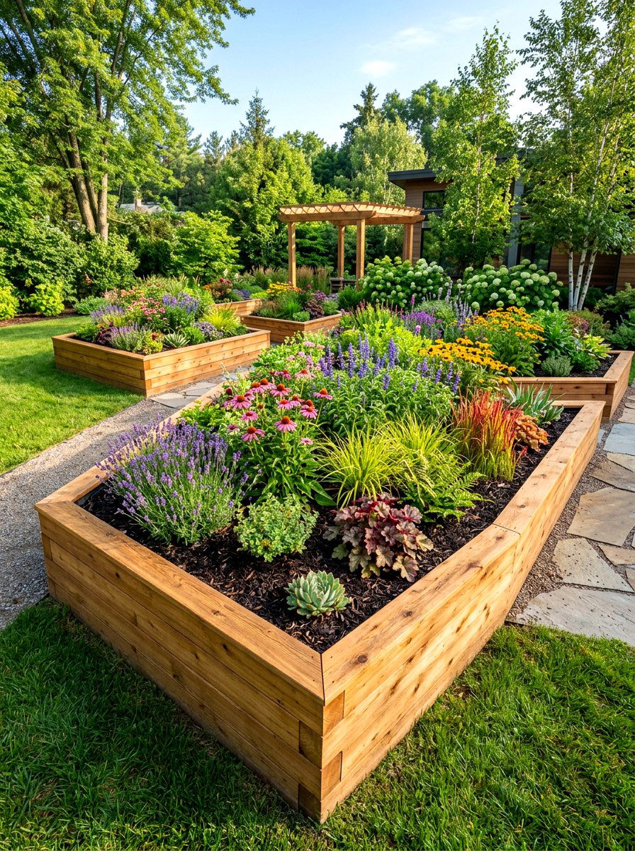 Cedar Plank Border - 30 flower bed edging ideas