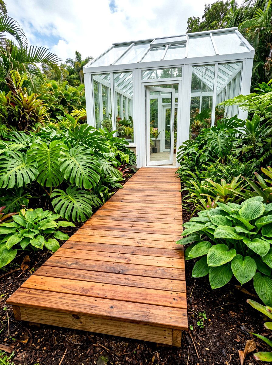 Cedar Plank Greenhouse Walkway - 30 greenhouse walkway ideas