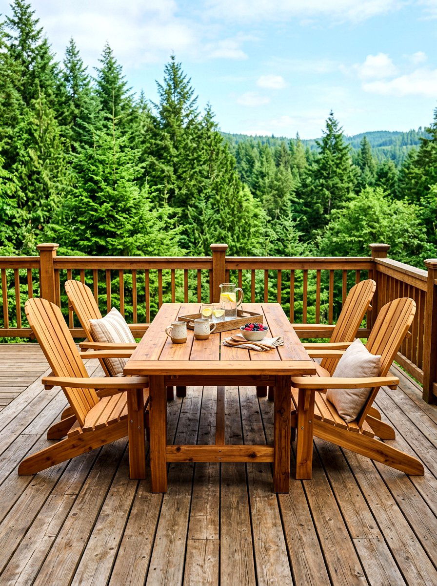 Cedar Plank Patio Table - 30 farmhouse outdoor table ideas