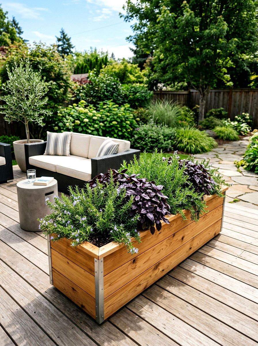 Cedar Planter Box - 30 simple herb garden ideas