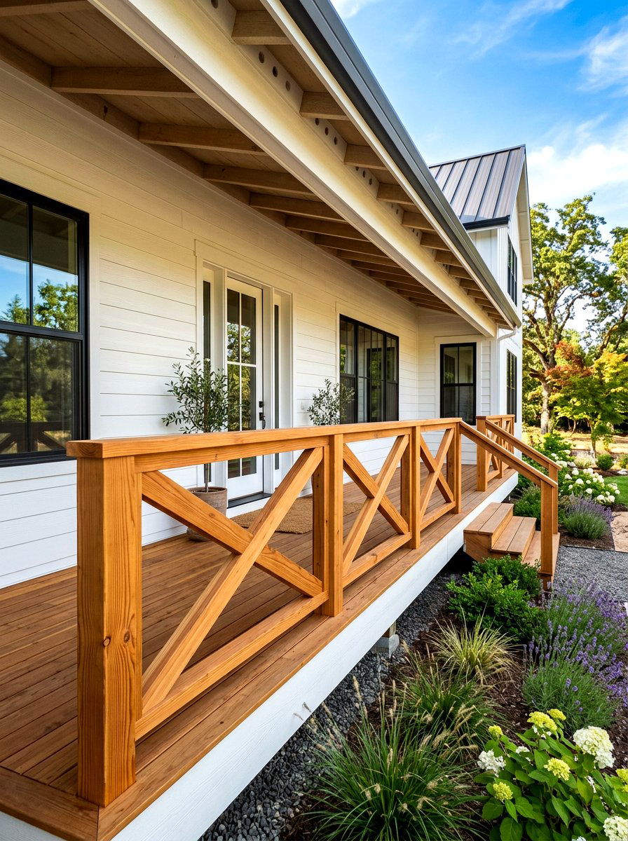 Cedar Porch Railing - 30 farmhouse front yard ideas