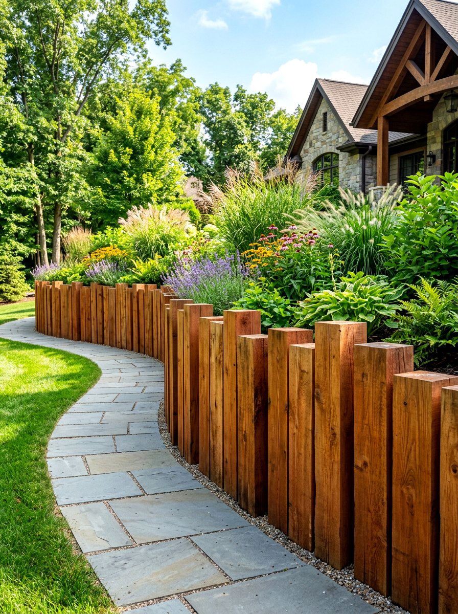 Cedar Post Retaining - 30 timber retaining wall ideas