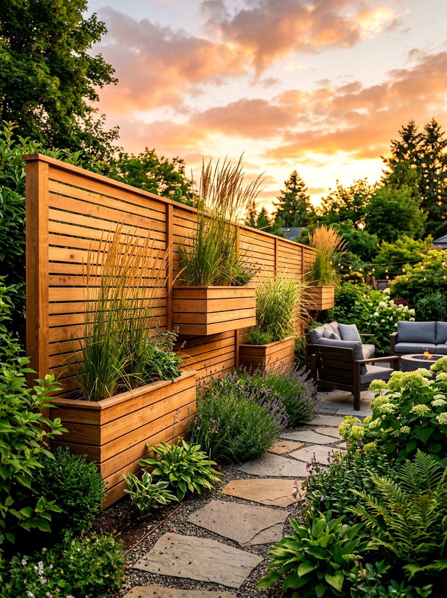 Cedar Privacy Screen - 30 budget vertical garden ideas