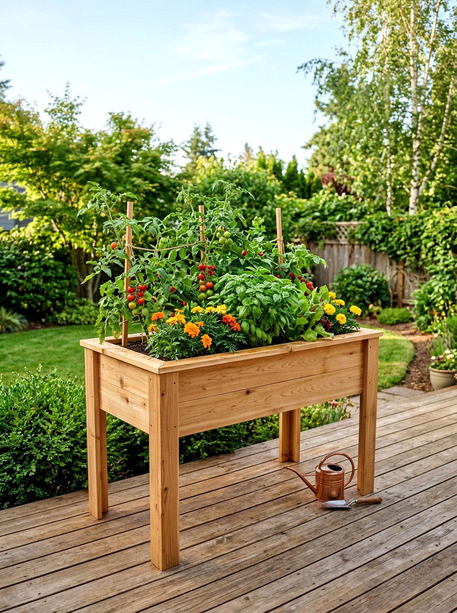Cedar Raised Bed On Legs - 30 container vegetable garden ideas