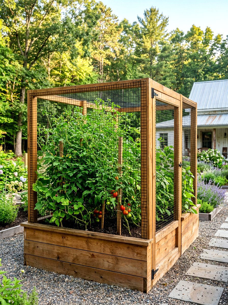 Cedar Raised Bed With Deer Fencing - 30 raised bed fence ideas