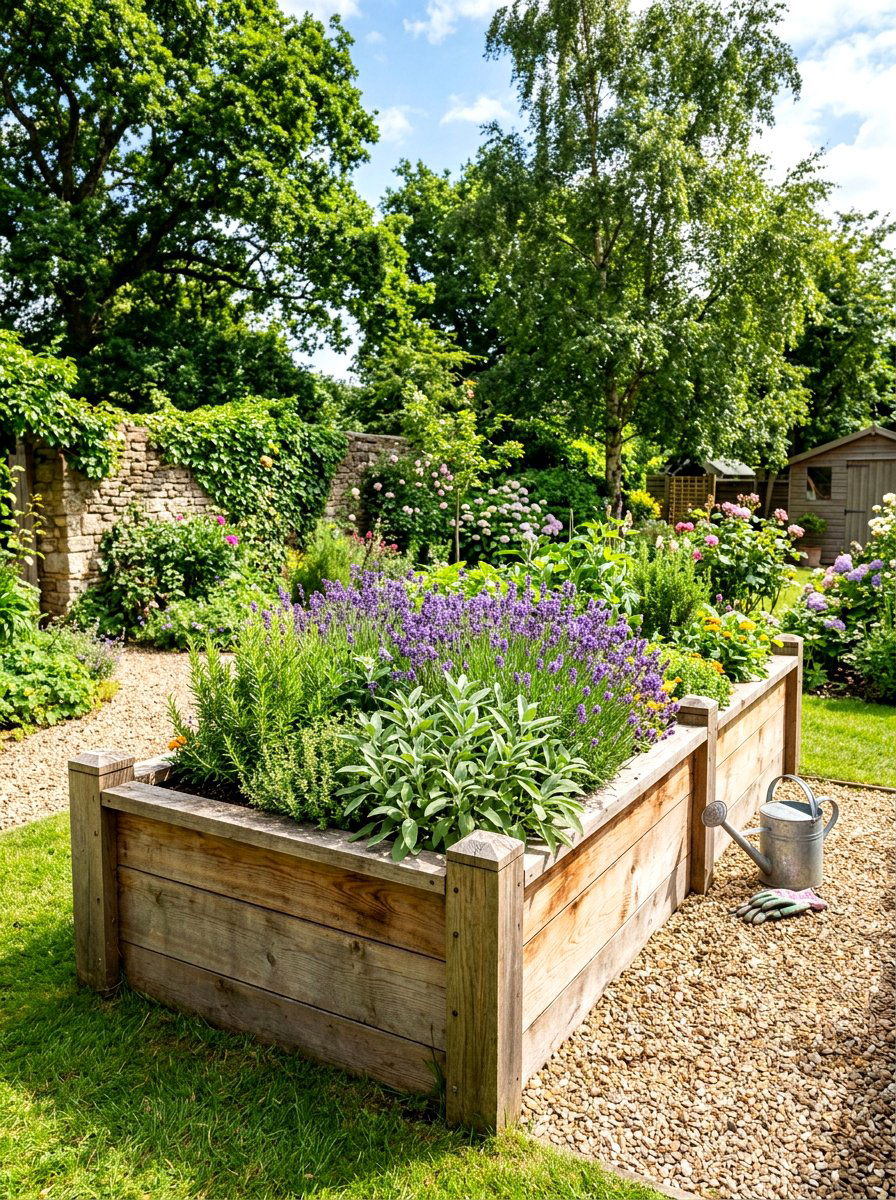 Cedar Raised Bed - 30 herb planter ideas