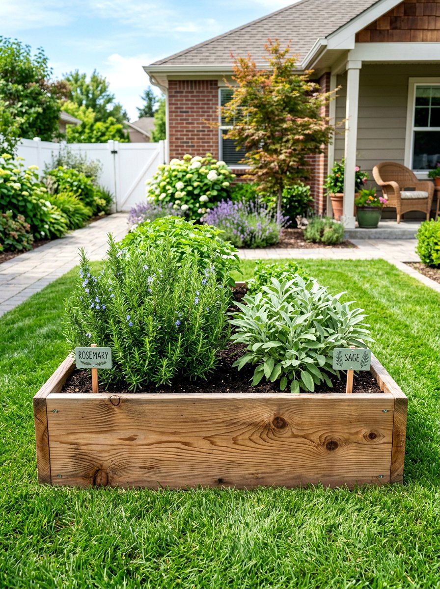 Cedar Raised Herb Bed - 30 medicinal herb garden ideas