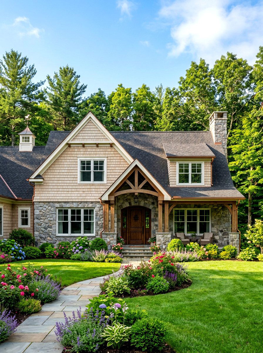 Cedar Shake And Stone Exterior - 30 cedar shake curb appeal ideas