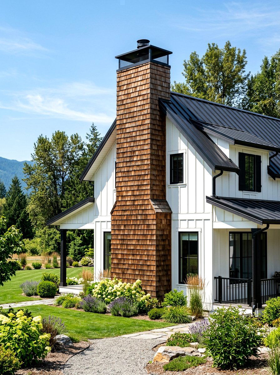Cedar Shake Chimney Wrap - 30 cedar shake curb appeal ideas