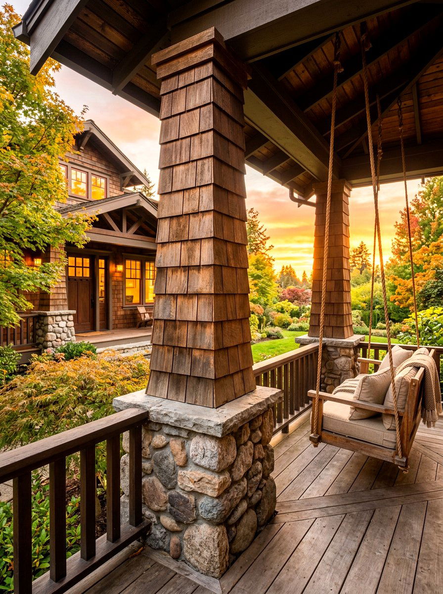 Cedar Shake Columns - 30 cedar shake curb appeal ideas