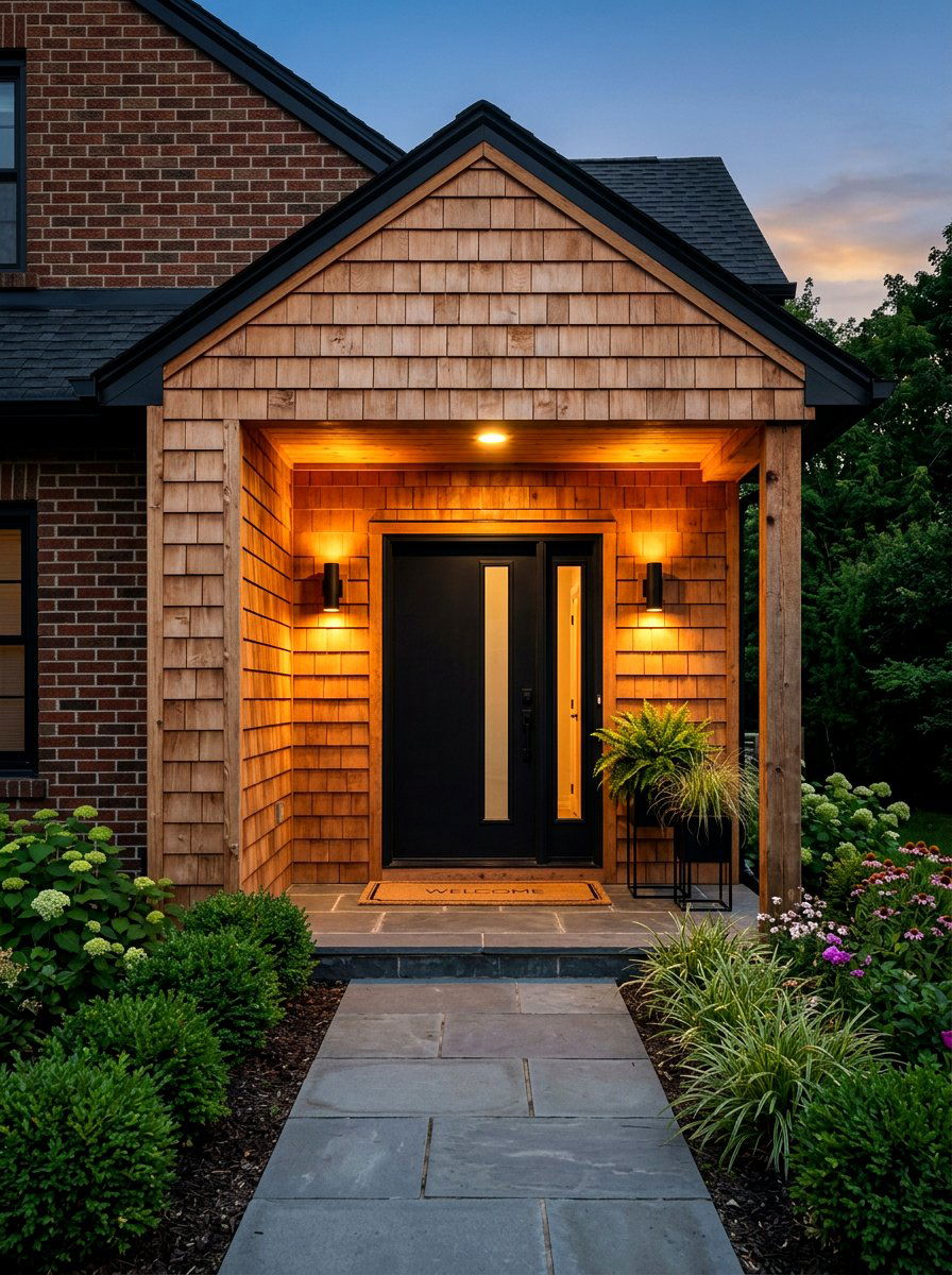 Cedar Shake Entryway Feature - 30 cedar shake exterior ideas