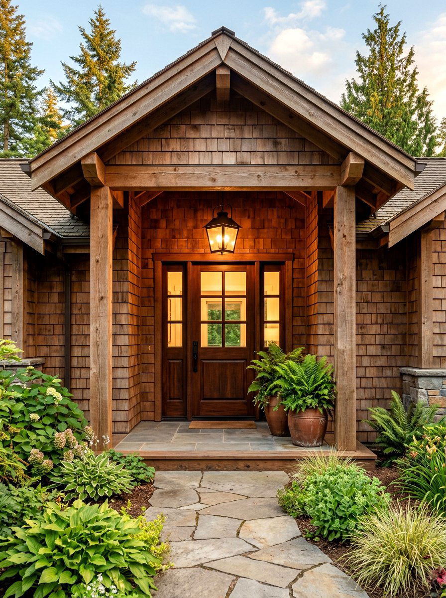 Cedar Shake Entryway Porch - 30 cedar shake curb appeal ideas