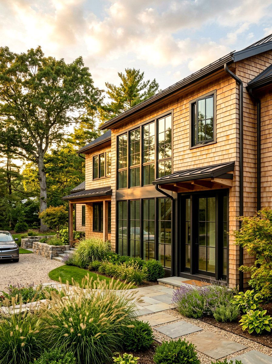 Cedar Shake Siding Black Windows - 30 cedar shake exterior ideas