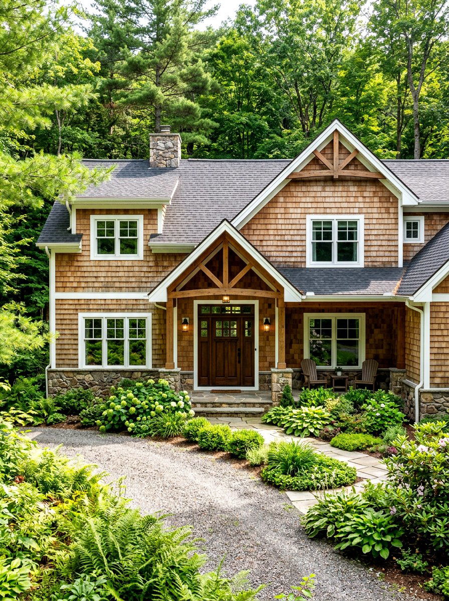 Cedar Shake Siding Home - 30 front facade makeover ideas aesthetic