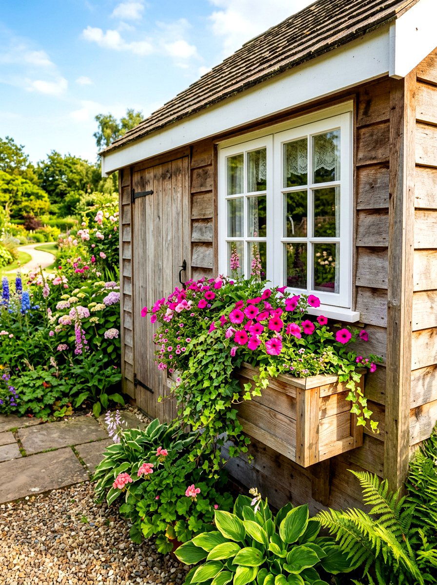 Cedar Shed Window Box - 30 shed flower box ideas
