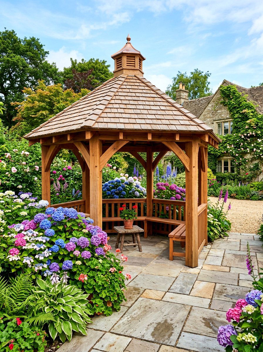 Cedar Shingle Roof Gazebo - 30 rustic gazebo ideas