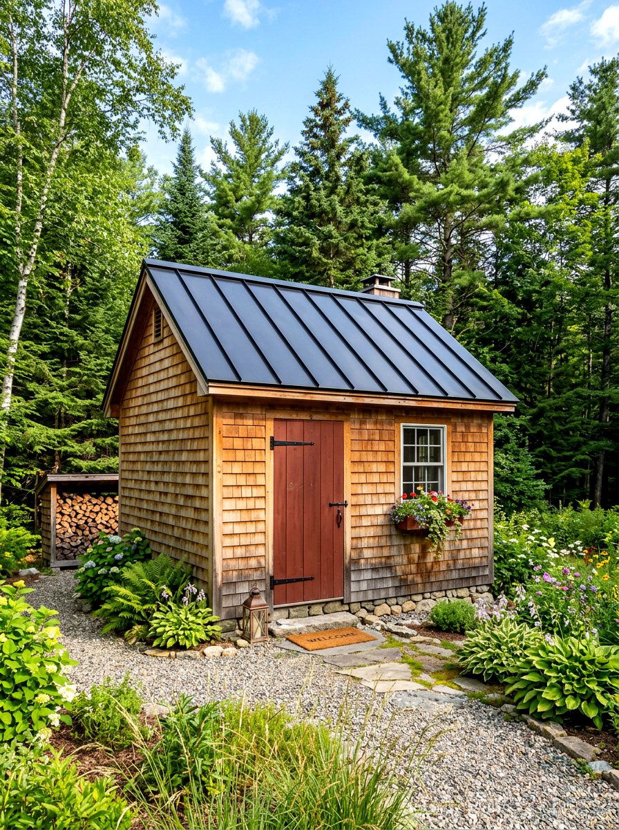 Cedar Shingle Shed - 30 farmhouse shed ideas