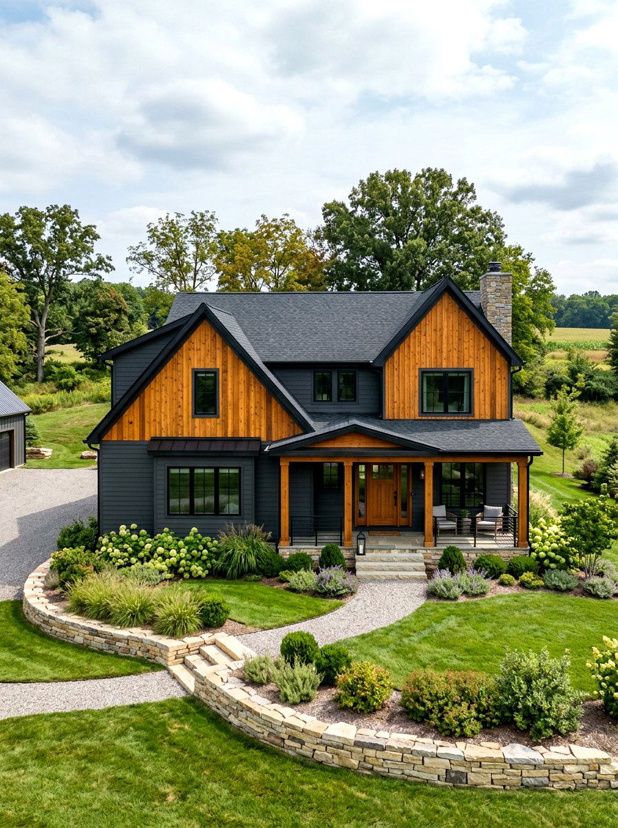 Cedar Siding Accents - 30 modern farmhouse exterior ideas