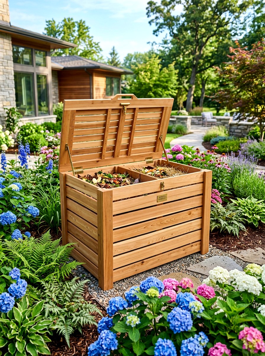 Cedar Slat Compost Bin - 30 compost corner ideas